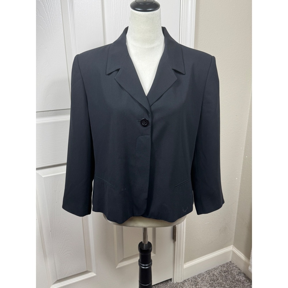 Harve Benard Black‎ Blazer Jacket Button Front Size 14 Womens Business Casual